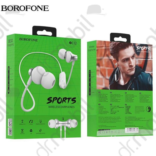 Fülhallgató bluetooth Borofone BE32 Sport bluetooth fülhallgató headset fehér